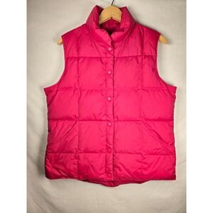 Lands End Women's Puffer Vest Size M 10-12 Quilted Down Filled Dark Pink